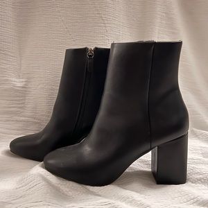 Black leather booties